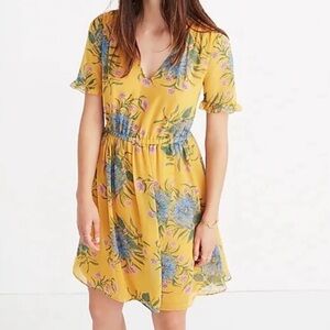 Sweetgrass Ruffle-Sleeve Dress in Painted Blooms